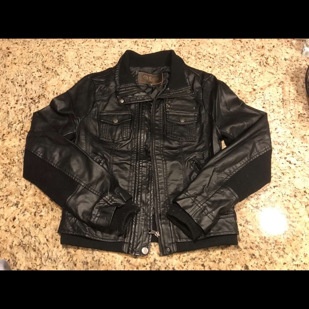 Women’s black leather jacket